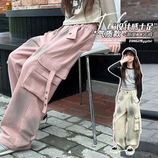 裤 女童T恤套装 爵士街舞中大童网红炸街休闲喷墨工装 新款 2025秋季