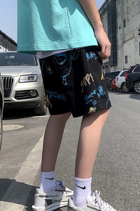 港风卡通裤子男五分裤运动宽松沙滩裤大裤衩夏季DK77-P35图片