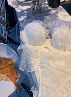 CT156 日本原单Chut轻薄云纹刺绣蕾丝文胸内裤套装