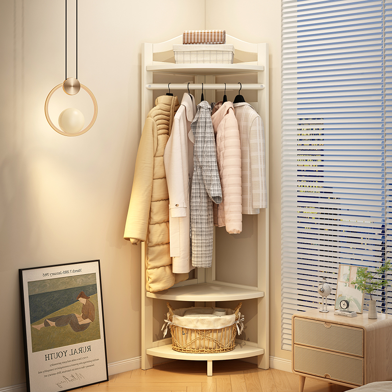 家用衣帽架落地式转角靠墙省空间置物架卧室床边挂衣架子收纳神器