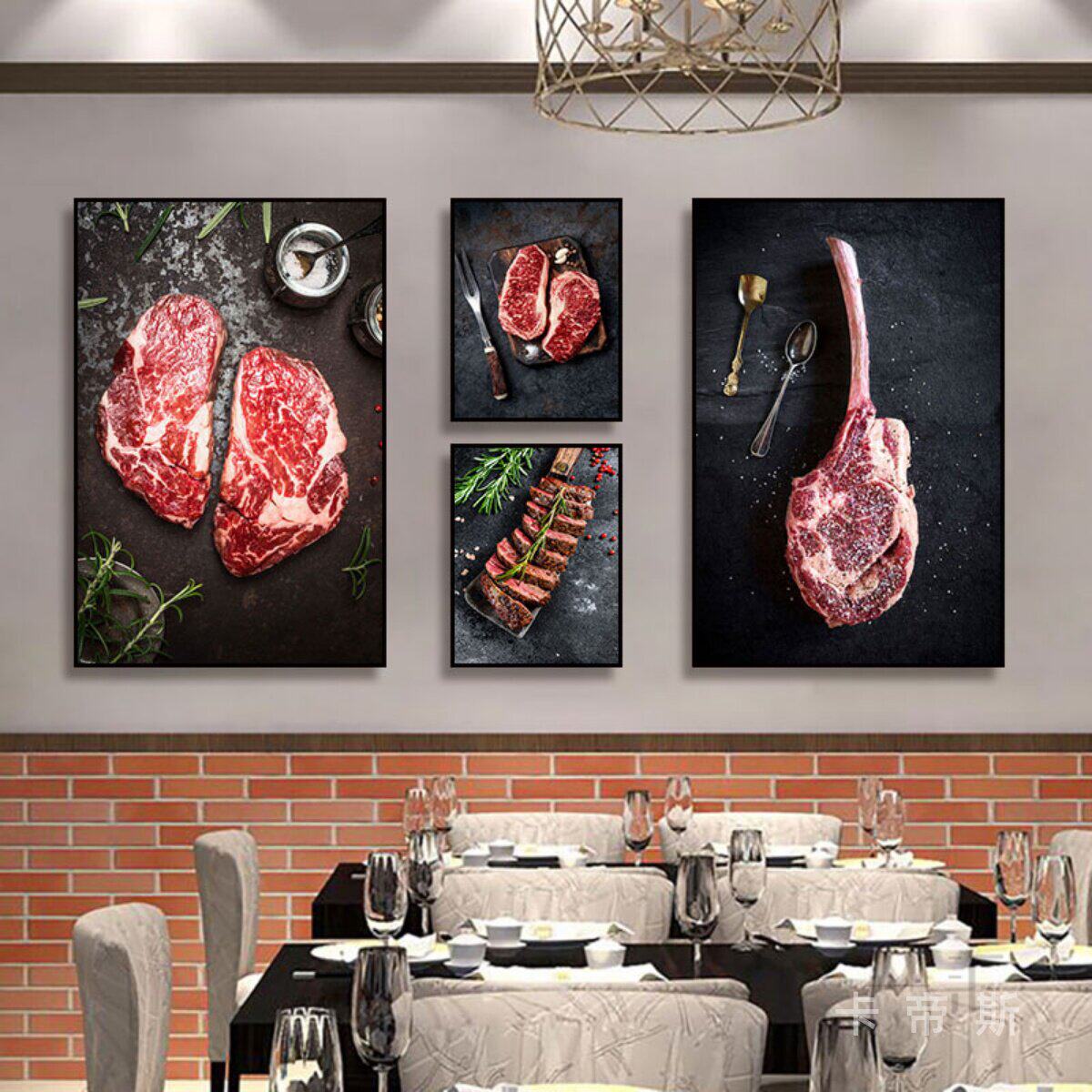 西餐厅牛扒挂画私房菜牛肉韩式烤肉店牛排美食墙装饰画烧烤店壁画