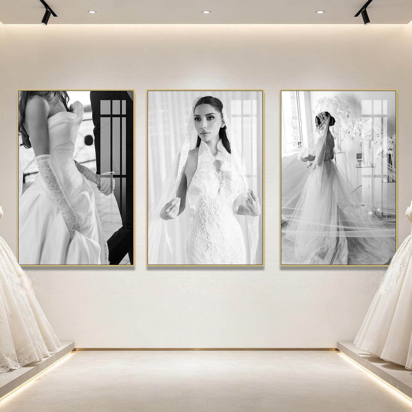 黑白街拍婚纱照装饰画婚房可定制画像挂画情侣写真摄影工作室壁画