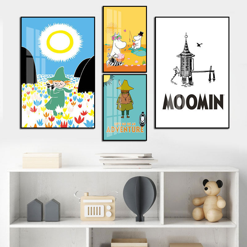 Moomin装饰画北欧儿童房床头布置