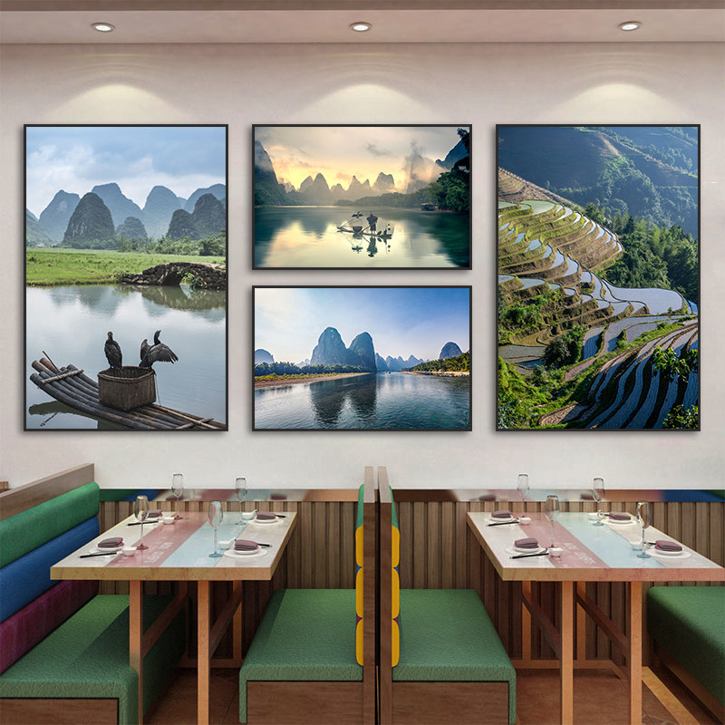 饭店装饰画餐厅茶楼桂林风景挂画
