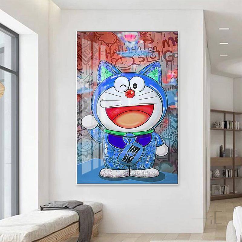 哆啦a梦挂画潮玩店开运招财壁画
