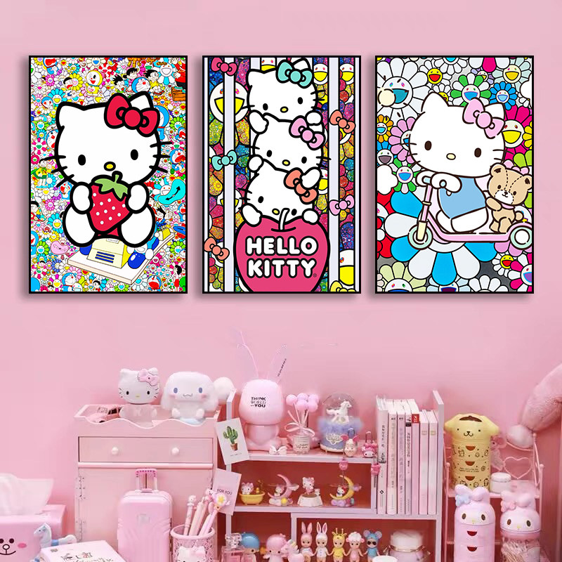凯蒂猫挂画女孩房间hellokitty