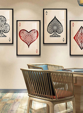 棋牌室挂画德州扑克纸牌赌场休闲