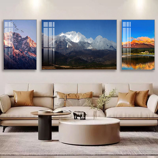日照金山风景挂画简约餐厅云南玉龙丽江古城装饰画梅里雪山艺术画