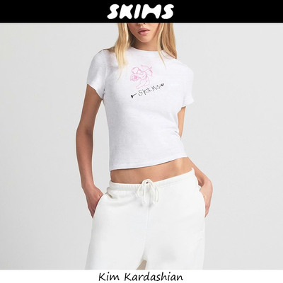 Skims短袖卡戴珊T恤圆领棉上衣