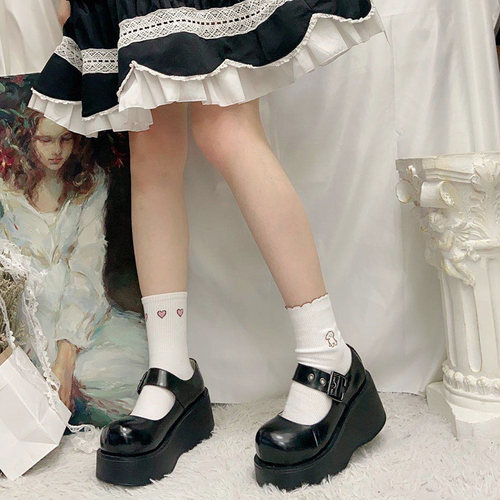 一字带lolita浅口厚底大头娃娃鞋