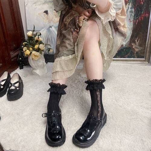 时光里的店Lolita侧面镂空花边堆堆袜夏季百搭蕾丝袜可拉长袜子女
