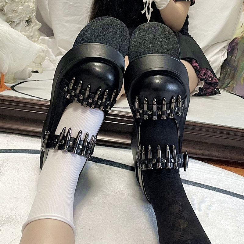 时光里的店亚文化甜酷厚底鞋哥特子弹坡跟单鞋暗黑辣妹圆头古着鞋