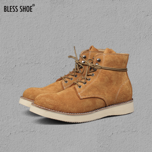 马丁工装 BLESS 靴 固特异手工制作加厚牛皮圆头靴 TOE SHOE ROUND
