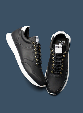BLESS SHOE VNTG runner MONO 70S 复古跑鞋黑色真皮低帮慢跑鞋
