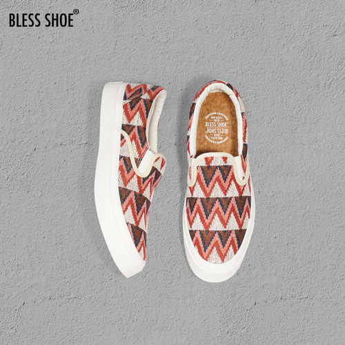 blessshoe帆布民族图案低帮鞋