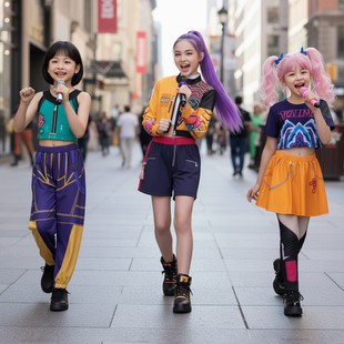 zoey依韩流儿童歌万圣节演出 猎魔女团kpop鲁米佐伊米拉cos服童装