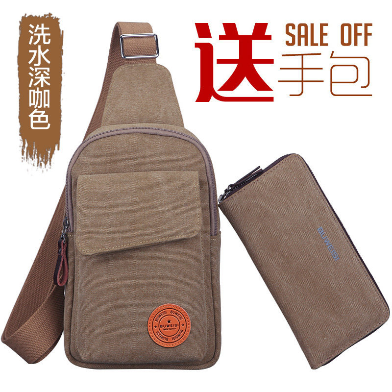 送手包男士胸包休闲帆布包斜挎包单肩包运动小背包潮腰包女男包包