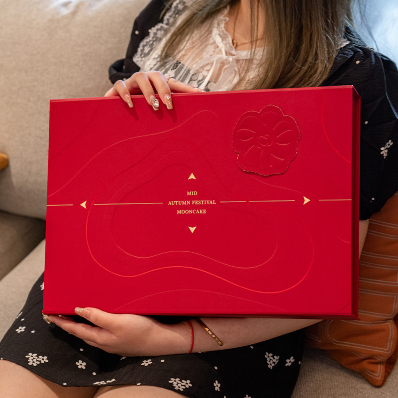 速发202皮意高黄手提硬盒月饼包装盒礼盒空盒子蛋档酥盒冰创流心6