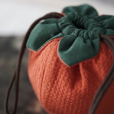 速发谈得袋 手工柿子布来加厚棉麻收纳布包茶杯盖碗 柿柿如意零配