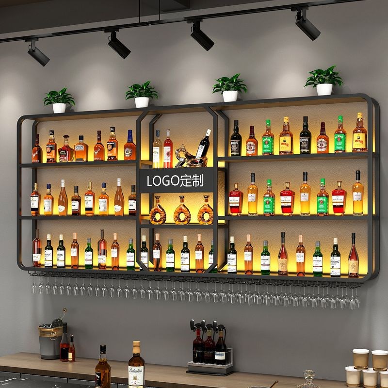 速发墙上酒架餐厅酒吧烧烤层吧台靠墙铁艺多物挂墙置店架壁挂式轻
