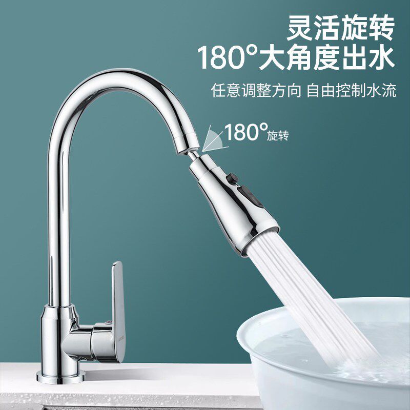 速发包安装全铜厨房冷热水二合一头洗菜盆防溅水家用向可旋转