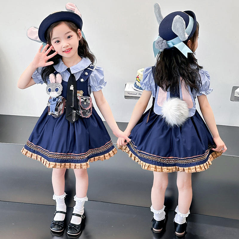 速发儿童l出服迪演服装朱p兔子警官衣服童疯狂动物城童装裙子