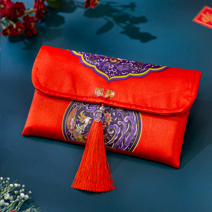 速发结婚专用202新2款改口元流苏红号红包布艺大包袋婚庆用品