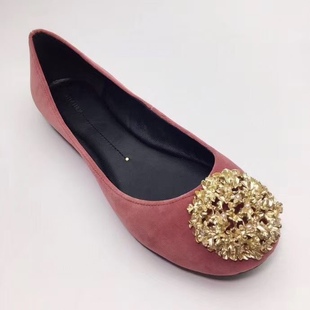 天鹅绒羊皮平底金花女鞋 单鞋 羊绒低跟圆头浅口 LUNA新款 STELLA