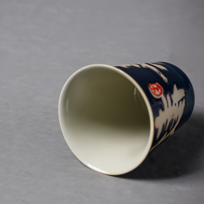 速发夫木灰霁蓝品茗杯长乐欢喜茶杯主人杯陶瓷小单杯茶草茶具功杯