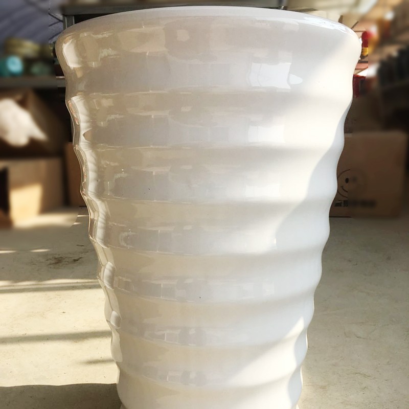 速发白螺纹特大号高筒陶瓷花盆散尾葵绿萝发财树凤尾松金钱树
