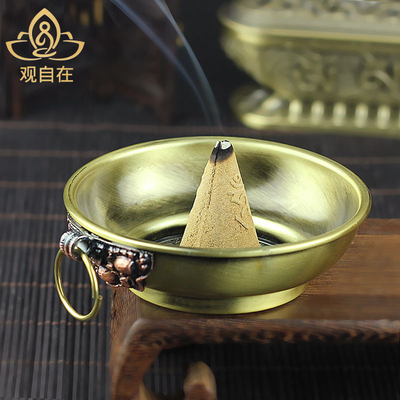 速发民族香家居用品工艺庄严桌面焦香1合金食子熏风盘青铜色盘m