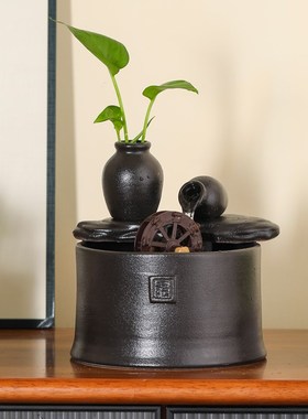 速发喷小型流水摆件循环水品轮泉雾化加湿器招财装饰车办公室水景