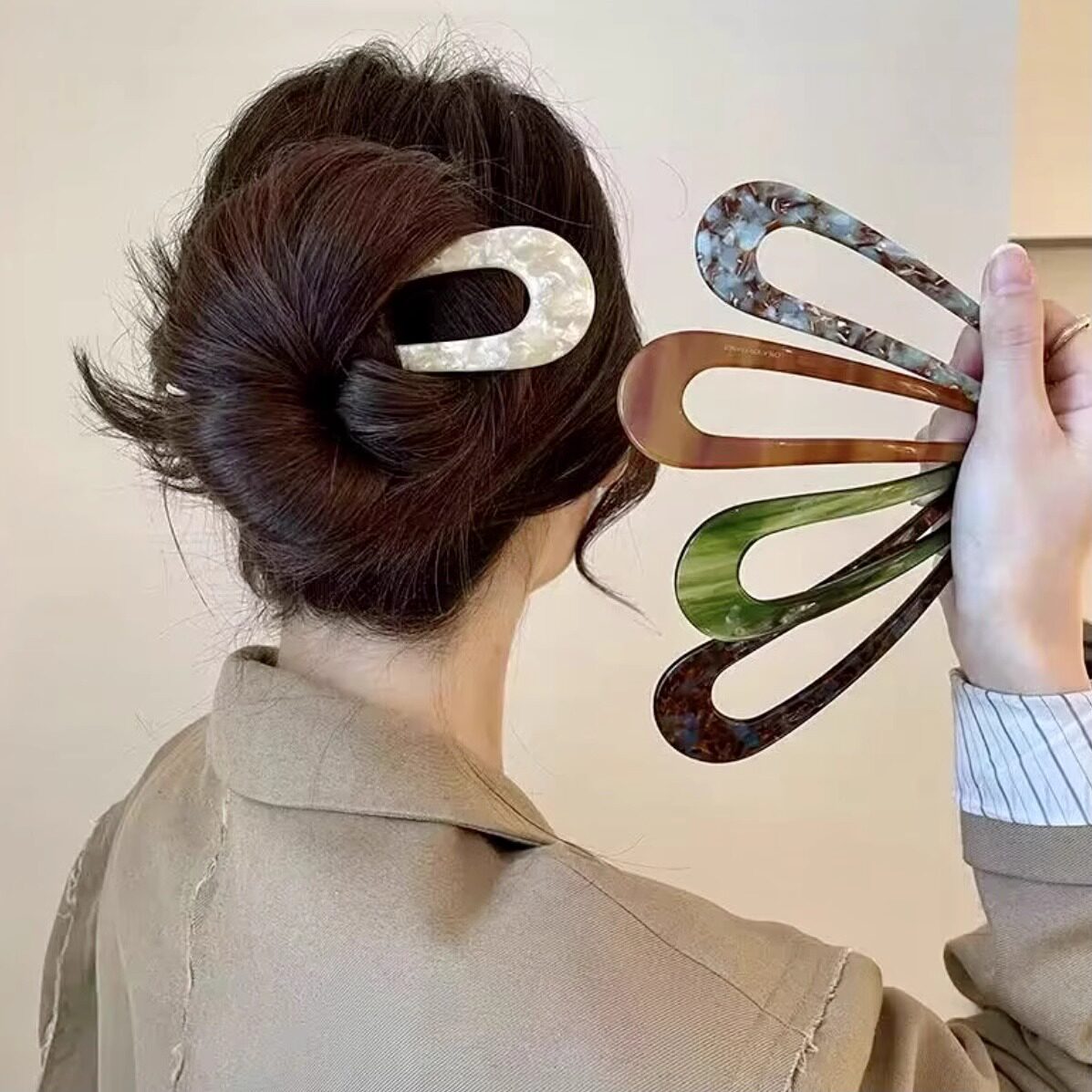 速发高级感发酸U型发钗丸子头盘醋簪子森系古风时尚头饰百搭发簪