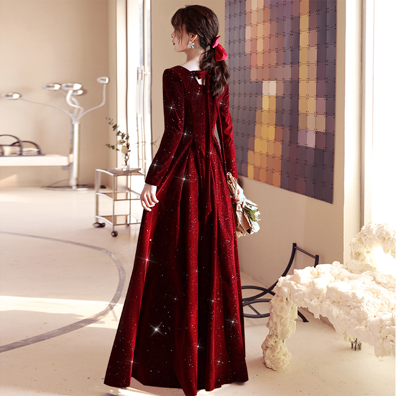 速发敬酒服新红婚礼新款2022平时可穿酒红色娘色礼服订裙连衣婚回