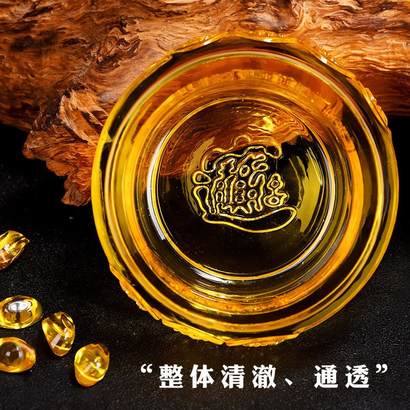 速发可批财店黄水晶琉璃聚宝盆招人聚财摆件客厅造铺玄关装饰如意