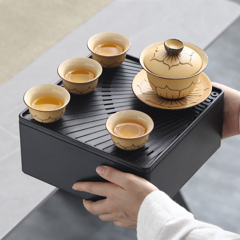 速发便携式茶具茶台一体旅行套装功夫盖碗快客杯车载户外装备