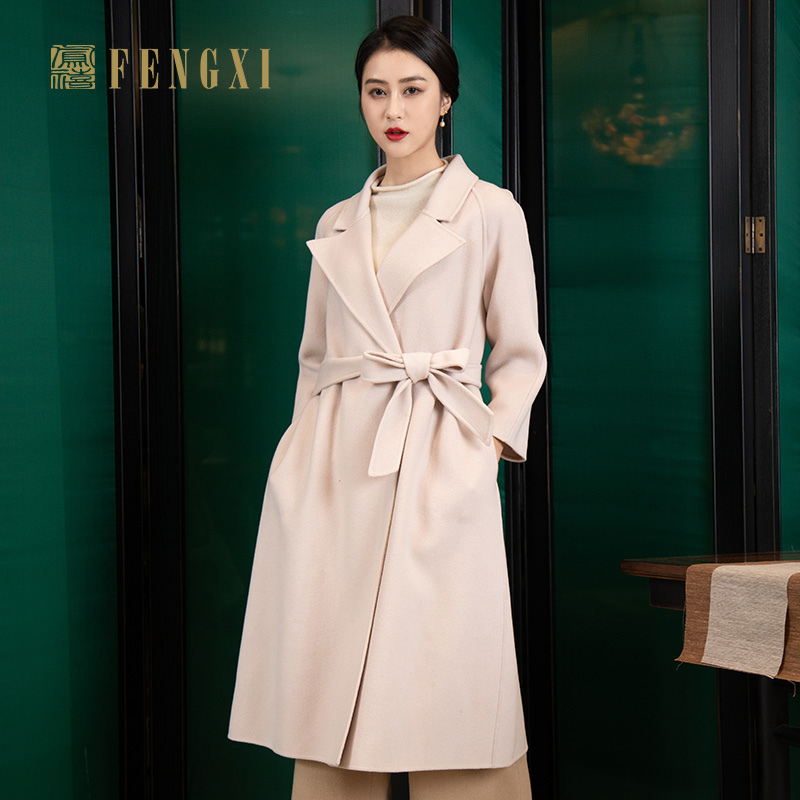 凤禧新款女士常规过膝羊毛大衣