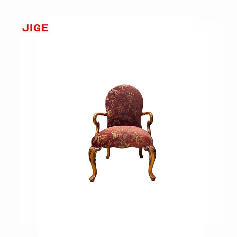 jige美式实木装饰椅休闲椅软包