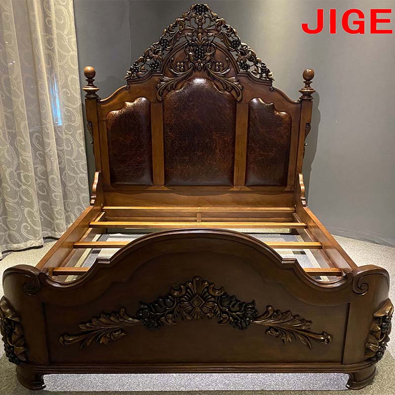 美式实木雕花“葡萄”大床