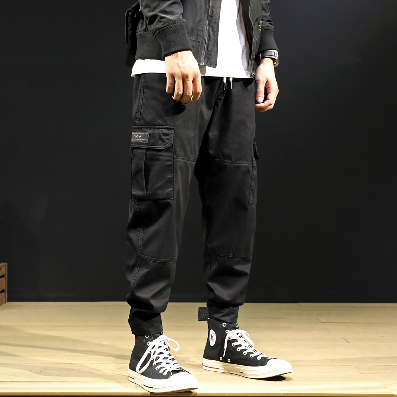 束脚工装裤男潮牌宽松韩版潮流百搭黑色休闲ins超火的裤子男秋季