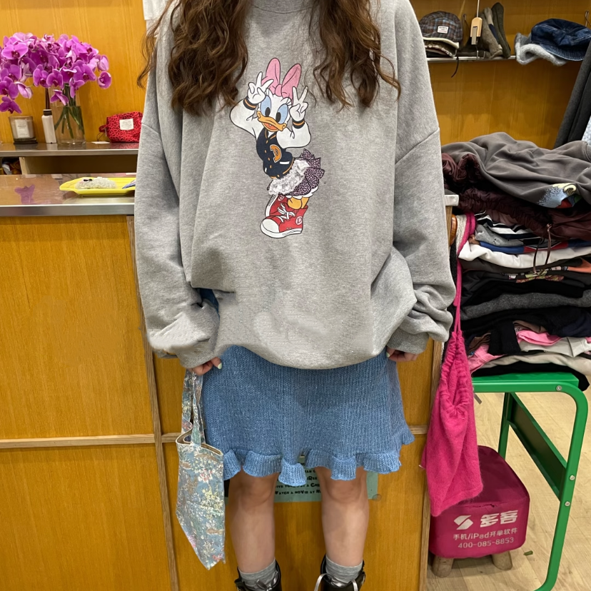 韩国新款可爱鸭子印花套头卫衣