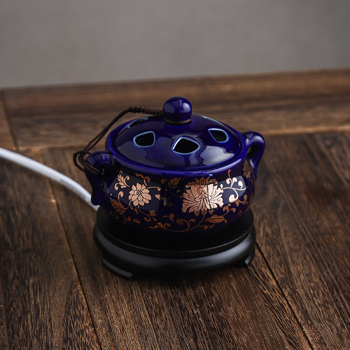 定时调温陶瓷沉檀粉盖电香炉