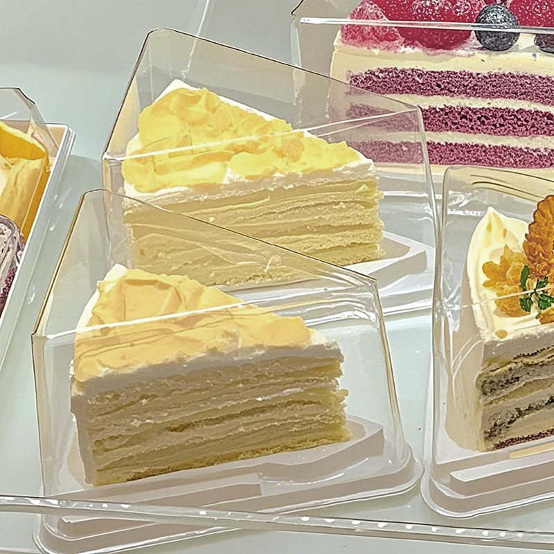 三角形8寸蛋糕切件包装盒子带叉