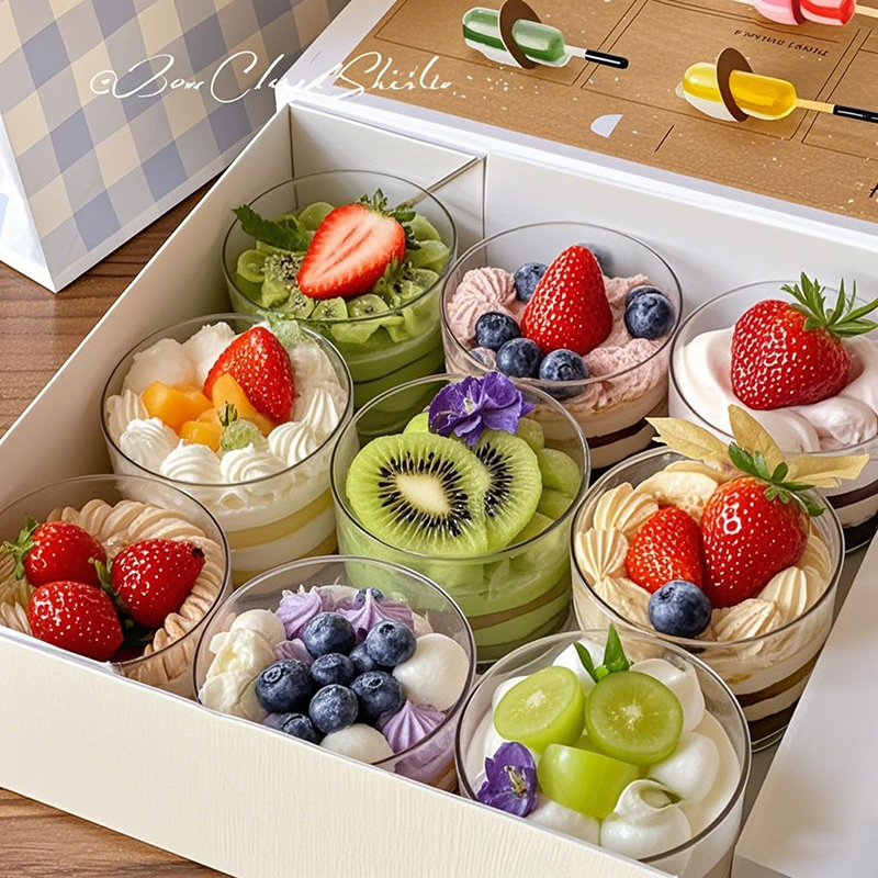 网红甜品慕斯蛋糕杯布丁木糠盒子