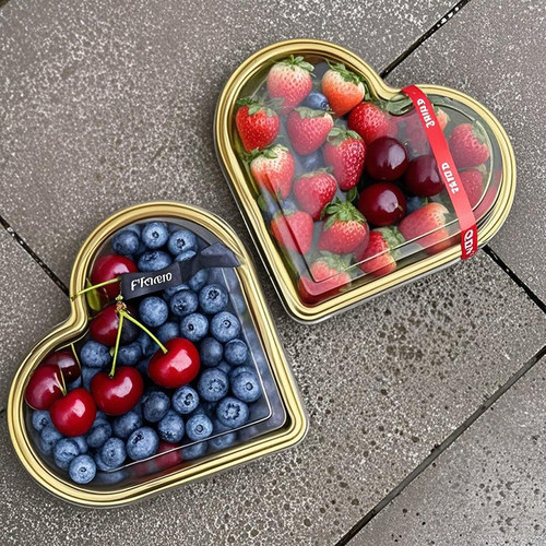 心形水果打包盒高档金色透明带盖