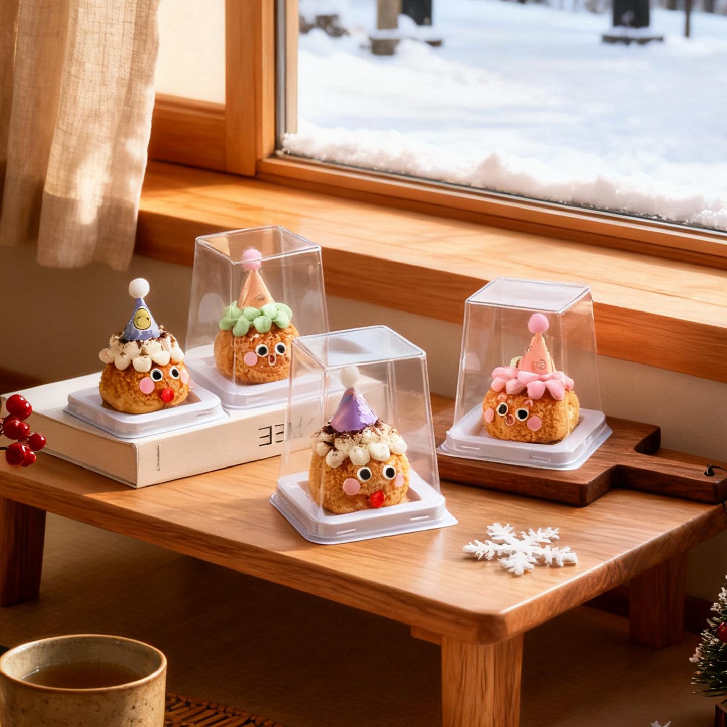 圣诞节甜品包装盒泡芙2寸蛋糕盒