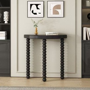 轻奢简约实木窄条桌玄关桌半圆桌入户长条走廊展示台靠墙极窄极简