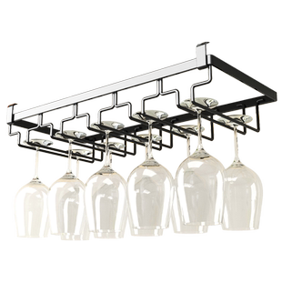 黑色免钉304不锈钢红酒杯架酒架子倒挂家用酒杯架悬挂高脚杯架