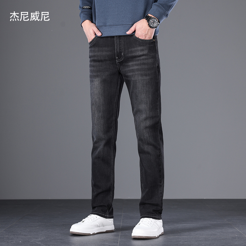 杰尼威尼男士经典百搭棉弹牛仔裤子2025年春季新款休闲小直筒长裤