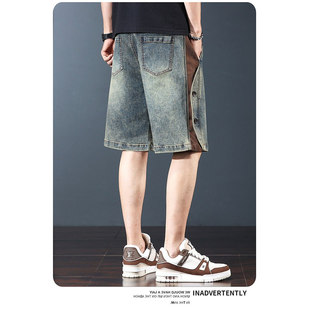 男士 牛仔短裤 夏季 薄款 子男 吉普美式 潮流痞帅运动直筒五分中裤 工装